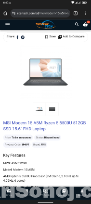 MSI Modern 15 Ryzen 5 5500u 8gb|512gb